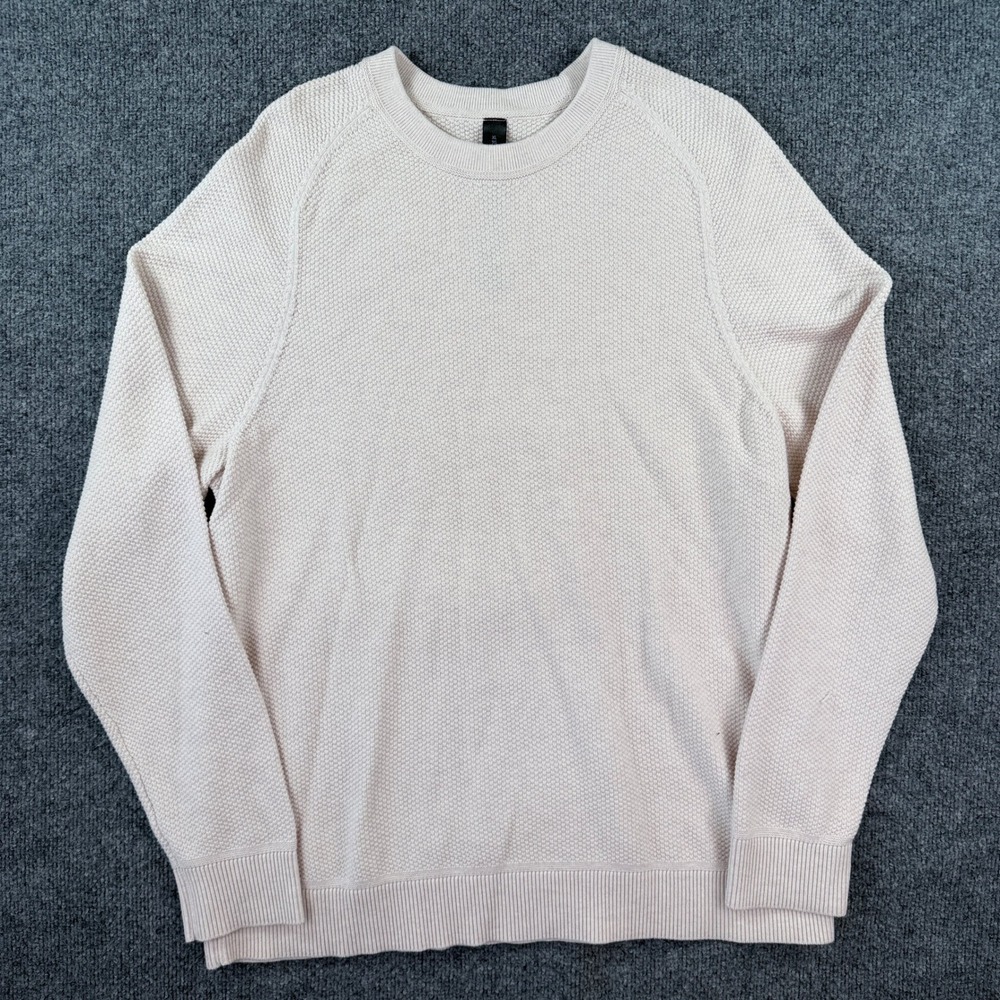 Lululemon Textured Knit Crewneck Sweater Mens XL Beige Engineered Warmth Thermal